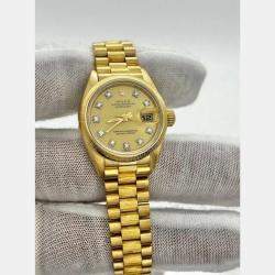 Pre Owned Rolex President Datejust 69278 Automatic Diamond 18k Yellow Gold Women's Wristwatch 26 mm