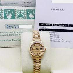 Pre Owned Rolex President Datejust 69278 Automatic Diamond 18k Yellow Gold Women's Wristwatch 26 mm