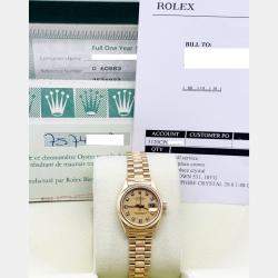 Pre Owned Rolex President Datejust 69278 Automatic Diamond 18k Yellow Gold Women's Wristwatch 26 mm