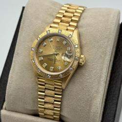 Pre Owned Rolex President Datejust 69288 Automatic Champagne Diamond 18k Yellow Gold Women's Wristwatch 26 mm
