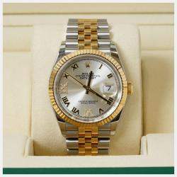 Pre Owned Rolex Datejust 126233-0031 Automatic Silver Diamond 18K Yellow Gold Stainless Steel Women’s Wristwatch 36 mm