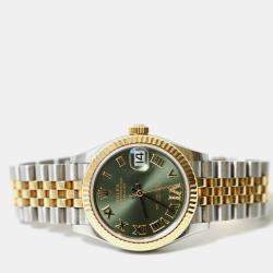 Pre Owned Rolex Datejust 278273-0016 Automatic Green Diamond 18K Yellow Gold Stainless Steel Women’s Wristwatch 31 mm