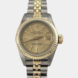 Pre Owned Rolex Datejust 69173 Automatic Champagne 18K Yellow Gold Stainless Steel Women's Wristwatch 26 mm