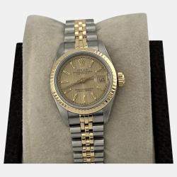Pre Owned Rolex Datejust 69173 Automatic Champagne 18K Yellow Gold Stainless Steel Women's Wristwatch 26 mm