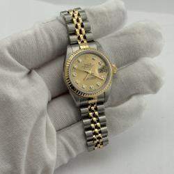 Pre Owned Rolex Datejust 79173 Automatic Champagne Stainless Steel Women's Wristwatch 26 mm