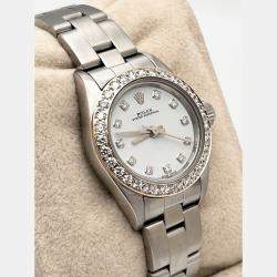 Pre Owned Rolex Oyster Perpetual 67194 Automatic Diamond and Stainless Steel Women's Wristwatch 26 mm