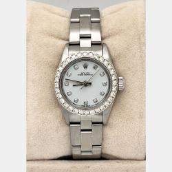Pre Owned Rolex Oyster Perpetual 67194 Automatic Diamond and Stainless Steel Women's Wristwatch 26 mm