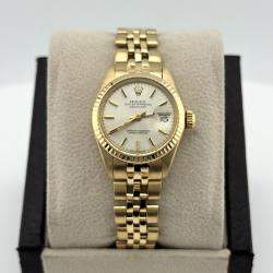 Pre Owned Rolex Datejust 6917 Automatic Silver 18K Yellow Gold Women's Wristwatch 26mm