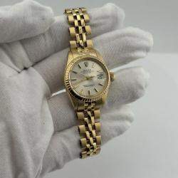 Pre Owned Rolex Datejust 6917 Automatic Silver 18K Yellow Gold Women's Wristwatch 26mm