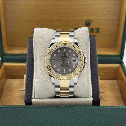Pre Owned Rolex Yacht-Master Midsize 168623 Automatic Silver 18K Yellow Gold & Stainless Steel Women's Wristwatch 35mm