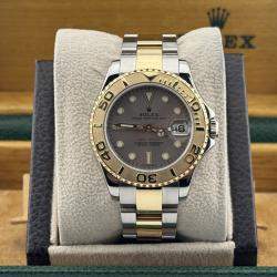 Pre Owned Rolex Yacht-Master Midsize 168623 Automatic Silver 18K Yellow Gold & Stainless Steel Women's Wristwatch 35mm