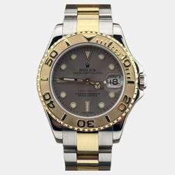 Pre Owned Rolex Yacht-Master Midsize 168623 Automatic Silver 18K Yellow Gold & Stainless Steel Women's Wristwatch 35mm