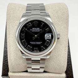 Pre Owned Rolex Datejust 278240 Automatic Black Stainless Steel Women's Wristwatch 31 mm