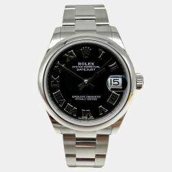 Pre Owned Rolex Datejust 278240 Automatic Black Stainless Steel Women's Wristwatch 31 mm