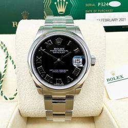 Pre Owned Rolex Datejust 278240 Automatic Black Stainless Steel Women's Wristwatch 31 mm