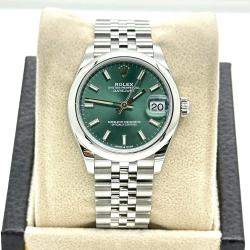 Pre Owned Rolex Datejust 278240 Automatic Green Stainless Steel Women's Wristwatch 31 mm