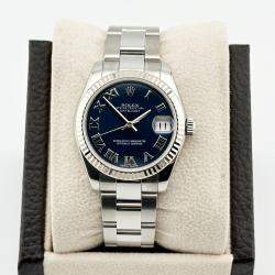 Pre Owned Rolex Datejust Midsize 178274 Automatic Blue Stainless Steel Women's Wristwatch 31 mm