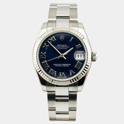 Pre Owned Rolex Datejust Midsize 178274 Automatic Blue Stainless Steel Women's Wristwatch 31 mm