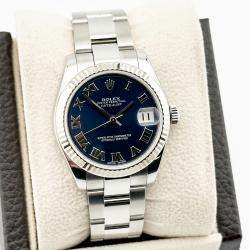 Pre Owned Rolex Datejust Midsize 178274 Automatic Blue Stainless Steel Women's Wristwatch 31 mm