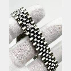 Pre Owned Rolex Datejust Midsize 178384 Automatic Silver Diamond Stainless Steel Women's Wristwatch 31 mm