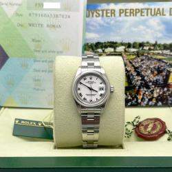 Pre Owned Rolex Date 79160 Automatic White Stainless Steel Women's Wristwatch 26 mm