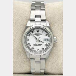 Pre Owned Rolex Date 79160 Automatic White Stainless Steel Women's Wristwatch 26 mm
