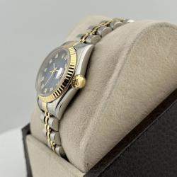 Pre Owned Rolex Datejust 69173 Automatic Blue Vignette Diamond 18K Yellow Gold Stainless Steel Women's Wristwatch 26 mm