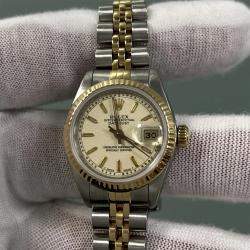 Pre Owned Rolex Datejust 69173 Automatic Ivory 18K Yellow Gold Stainless Steel Women's Wristwatch 26 mm