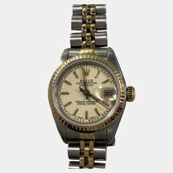 Pre Owned Rolex Datejust 69173 Automatic Ivory 18K Yellow Gold Stainless Steel Women's Wristwatch 26 mm