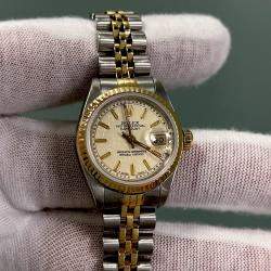 Pre Owned Rolex Datejust 69173 Automatic Ivory 18K Yellow Gold Stainless Steel Women's Wristwatch 26 mm