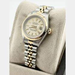 Pre Owned Rolex Datejust 69173 Automatic Ivory 18K Yellow Gold Stainless Steel Women's Wristwatch 26 mm