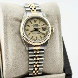 Pre Owned Rolex Datejust 69173 Automatic Ivory 18K Yellow Gold Stainless Steel Women's Wristwatch 26 mm