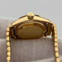 Pre Owned Rolex Datejust President 6917 Automatic Black 18K Yellow Gold Women's Wristwatch 26 mm