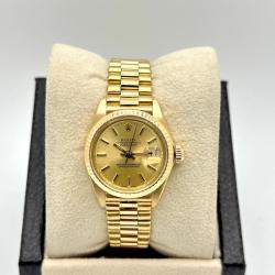 Pre Owned Rolex President Datejust 6917 Automatic Champagne 18K Yellow Gold Women's Wristwatch 26 mm
