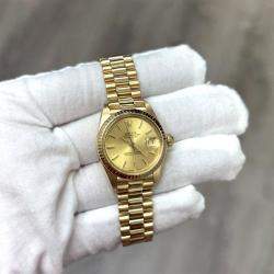 Pre Owned Rolex President Datejust 6917 Automatic Champagne 18K Yellow Gold Women's Wristwatch 26 mm