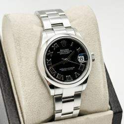 Pre Owned Rolex Datejust 278240 Automatic Black Stainless Steel Women's Wristwatch 31 mm