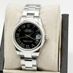 Pre Owned Rolex Datejust 278240 Automatic Black Stainless Steel Women's Wristwatch 31 mm