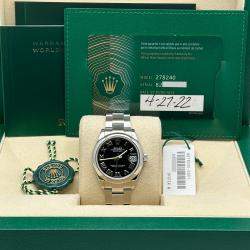 Pre Owned Rolex Datejust 278240 Automatic Black Stainless Steel Women's Wristwatch 31 mm