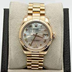 Pre Owned Rolex President 178275 Automatic MOP Diamond 18K Rose Gold Women's Wristwatch 31 mm