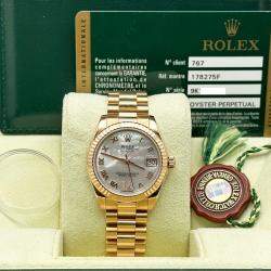 Pre Owned Rolex President 178275 Automatic MOP Diamond 18K Rose Gold Women's Wristwatch 31 mm