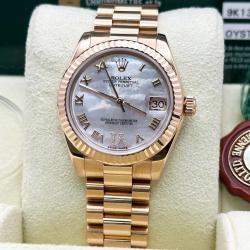 Pre Owned Rolex President 178275 Automatic MOP Diamond 18K Rose Gold Women's Wristwatch 31 mm