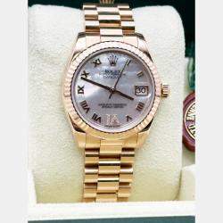 Pre Owned Rolex President 178275 Automatic MOP Diamond 18K Rose Gold Women's Wristwatch 31 mm