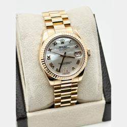 Pre Owned Rolex President 178275 Automatic MOP Diamond 18K Rose Gold Women's Wristwatch 31 mm