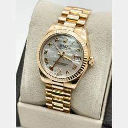 Pre Owned Rolex President 178275 Automatic MOP Diamond 18K Rose Gold Women's Wristwatch 31 mm