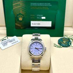 Pre Owned Rolex Oyster Perpetual 276200 Automatic Lavender Stainless Steel Women's Wristwatch 28 mm