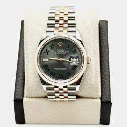Pre Owned Rolex Datejust 126231 Automatic Slate Wimbledon 18K Rose Gold Stainless Steel Women's Wristwatch 36 mm