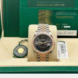 Pre Owned Rolex Datejust 126231 Automatic Slate Wimbledon 18K Rose Gold Stainless Steel Women's Wristwatch 36 mm