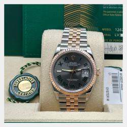 Pre Owned Rolex Datejust 126231 Automatic Slate Wimbledon 18K Rose Gold Stainless Steel Women's Wristwatch 36 mm