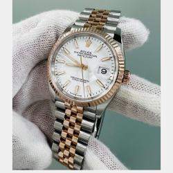Pre Owned Rolex Datejust 126231 Automatic White 18K Rose Gold Stainless Steel Women's Wristwatch 36 mm