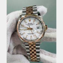 Pre Owned Rolex Datejust 126231 Automatic White 18K Rose Gold Stainless Steel Women's Wristwatch 36 mm